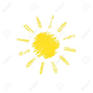 Hand drawn sun doodle illustration isolated on white background