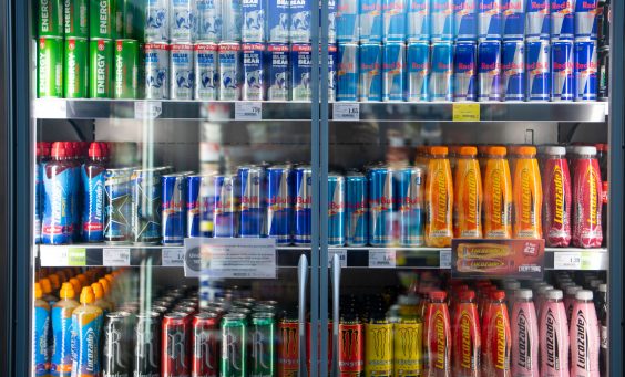 CARDIFF, UNITED KINGDOM - MAY 11: Bottles and cans of energy drinks seen in a supermarket fridge on May 11, 2018 in Cardiff, United Kingdom. (Photo by Matthew Horwood/Getty Images)
